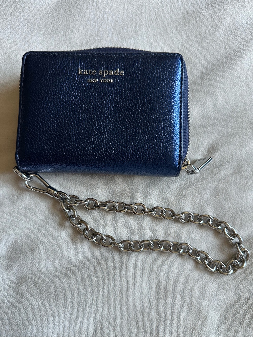 Kate Spade New York Natasha Metallic Pebbled Leather Chain Compact Wristlet